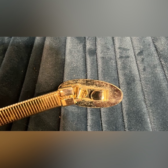 Vntge Metal Gold chain Snake Belt Elastic Oval. BuckleStretch Fashion 27’ Small - Picture 7 of 8